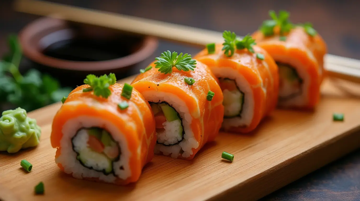 A classic Boston roll sushi—a fusion of fresh flavors and vibrant textures.