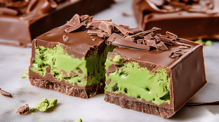 Dubai chocolate bar with creamy pistachio filling and dark chocolate shavings