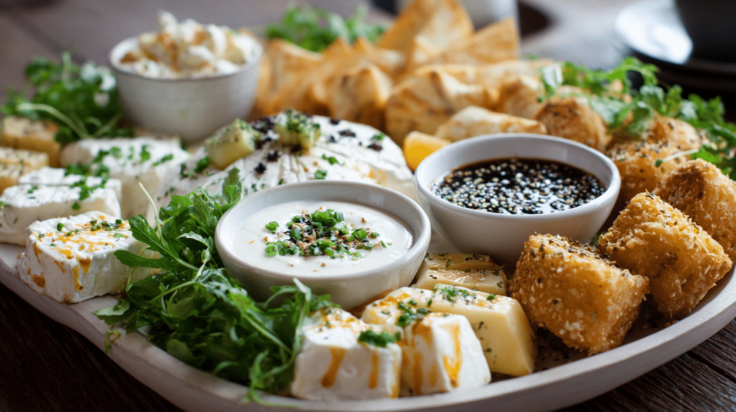 Serving Cheese Dreams with dipping sauces
