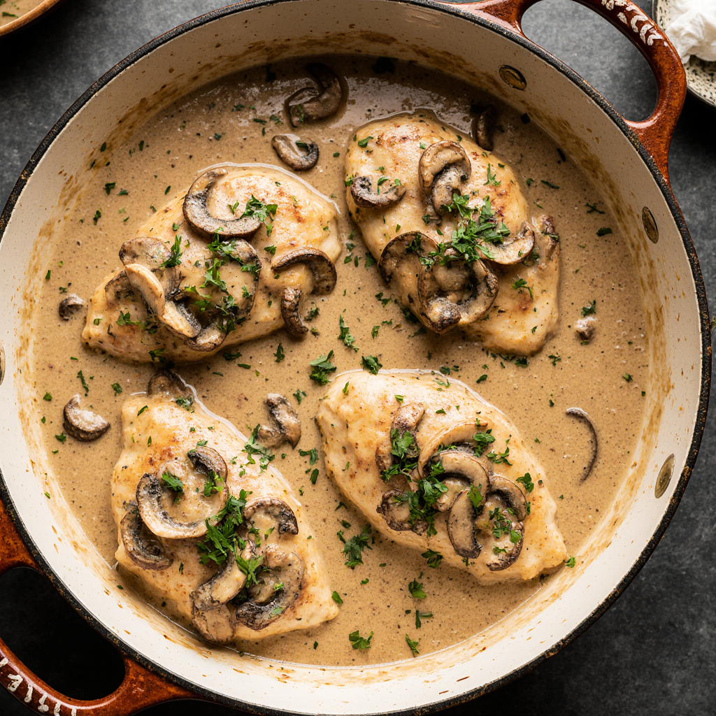 Healthy Creamy Mushroom Chicken