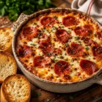 Pepperoni cheese appetizer with melted cheese and crispy pepperoni