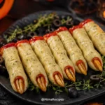 Spooky fingers recipes Halloween cheese finger snacks with pretzel nails