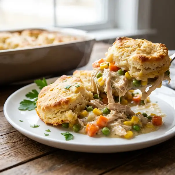 Chicken Pot Pie Casserole With Biscuits